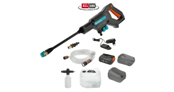 Survepesur AquaClean 24/18V P4A, komplektis Li-Ion 18V/2,5Ah aku ja laadija AL1810CV; 0°, 15° ja 40° otsik; pikk ja lühike pihustusvars; OGS liitmikega 5m ühendusvoolik ja filter; 20 l veekott; pudel/ühendus pesuvahendi kasutamiseks
